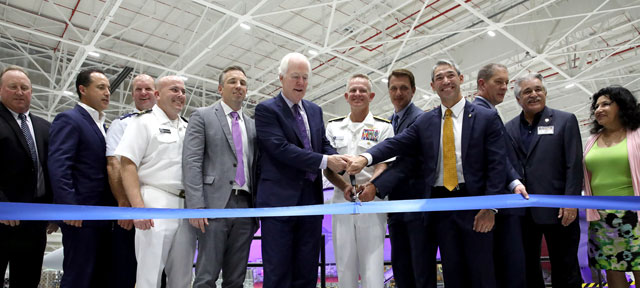 Ribbon cutting with John Cornyn, Jim Perschbach, Jay Galloway and others commemorating the Super Hornet workload.