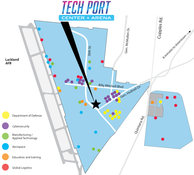 Map Tech Port Center + Arena
