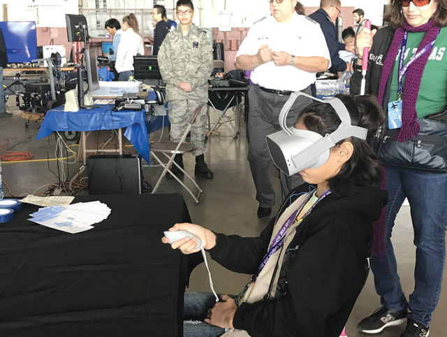 Kids gain exposure to tech devices such as VR headsets and 3D printers at the Port’s Youth Aerospace Expo.